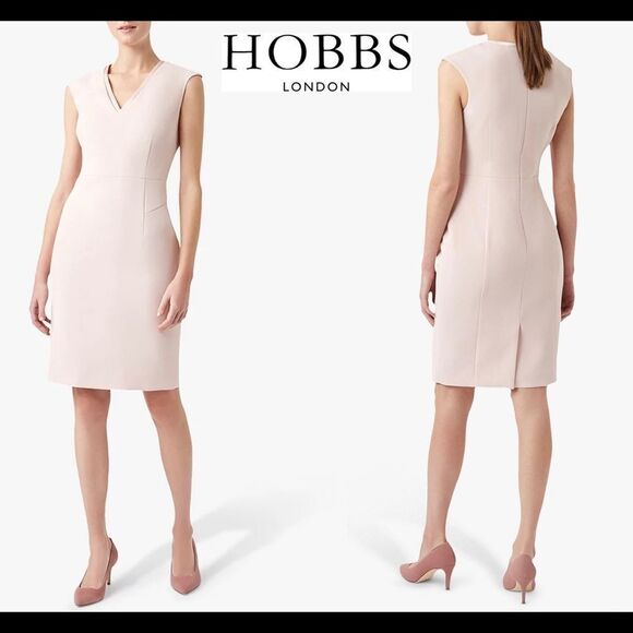 Hobbs Frida V-neck Shift Dress Pastel Pale Pink Sz 10 NWOT - Picture 1 of 17